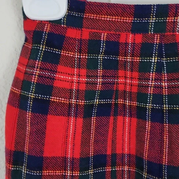 Pendleton 100% Wool Long Skirt Pleated Plaid Red 25" Waist - Picture 2 of 6
